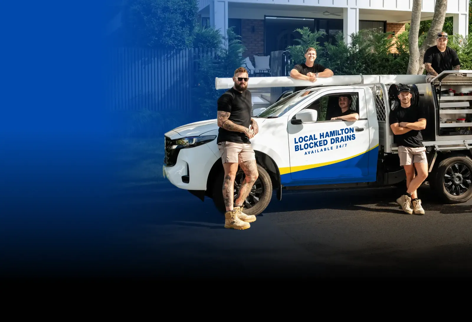 Local Hamilton Blocked Drains team with the ute